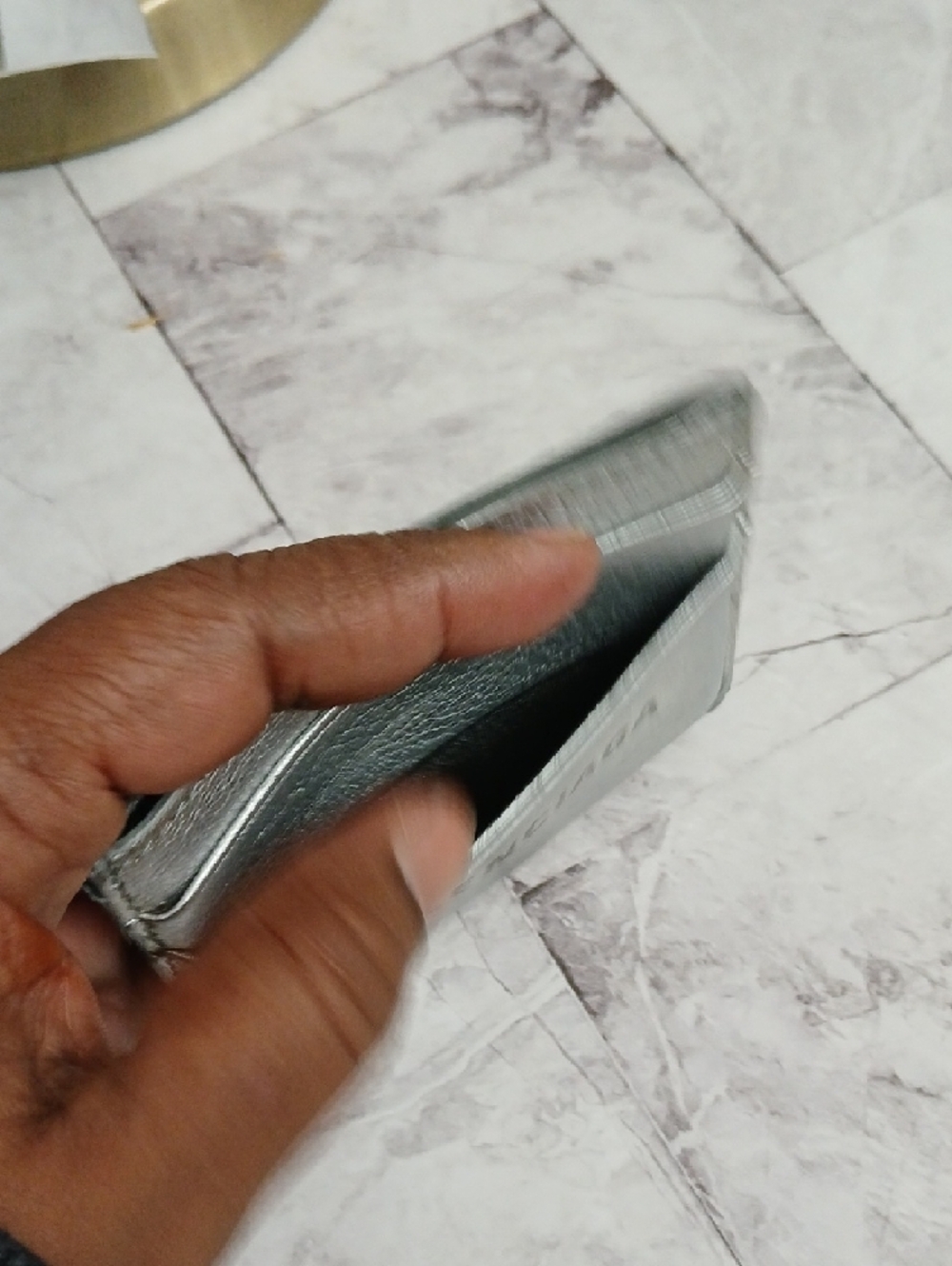 Balenciaga Authentic Metallic Silver Leather Card Case - Picture 7 of 9